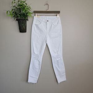 NEW L'agence Margot High Rise Skinny Distressed Frayed White Jegging Jeans 27